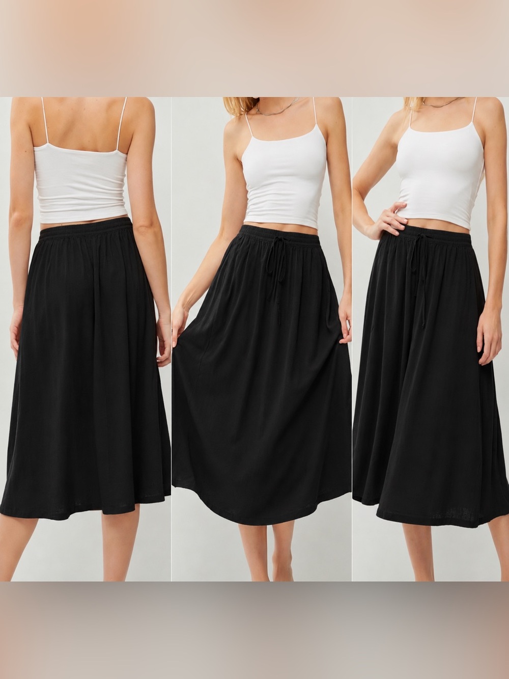 Black midi length skirt